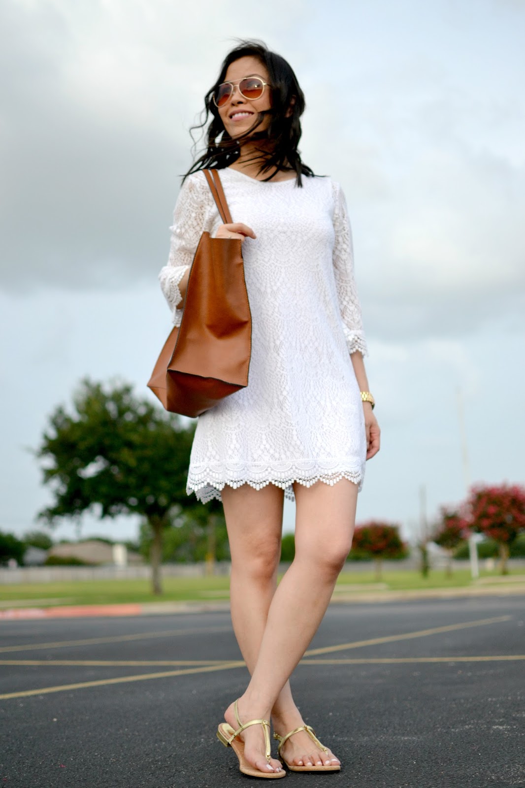Style and Cappuccino Summer Lace White Lace Dress Gold Sandals